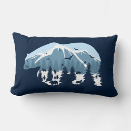 Coussin Rectangle Forêt de montagne enneigée Ours Nature Animaux