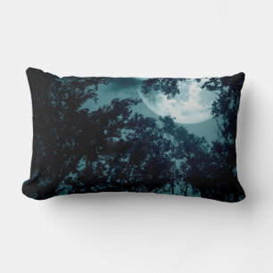 Coussin Rectangle Forêt nocturne enchanteresse avec Pleine lune