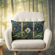 Forêt Turquoise et de la Lune d'or avec Monogramme