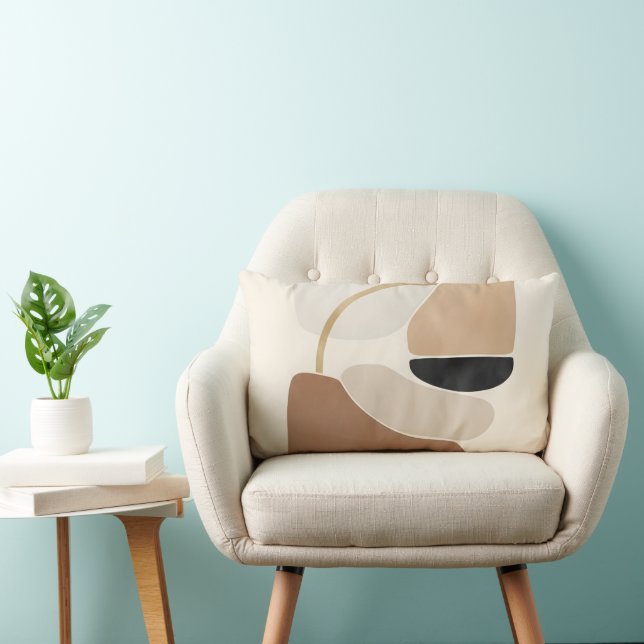 Coussin Rectangle Formes Abstraites neutres | Art Moderne Minimal (Chaise)