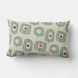 Coussin Rectangle Formes ouvertes géométriques vertes avec points ro