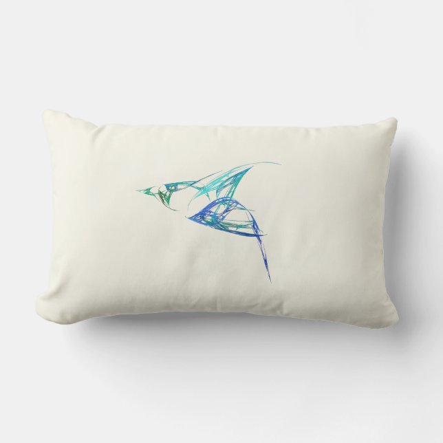 Coussin Rectangle Fractal - Bluebird en vol (Recto)
