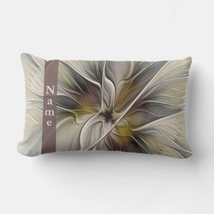 Coussin Rectangle Fractal Floral, Nom Couleurs de la Terre Fleur Fan