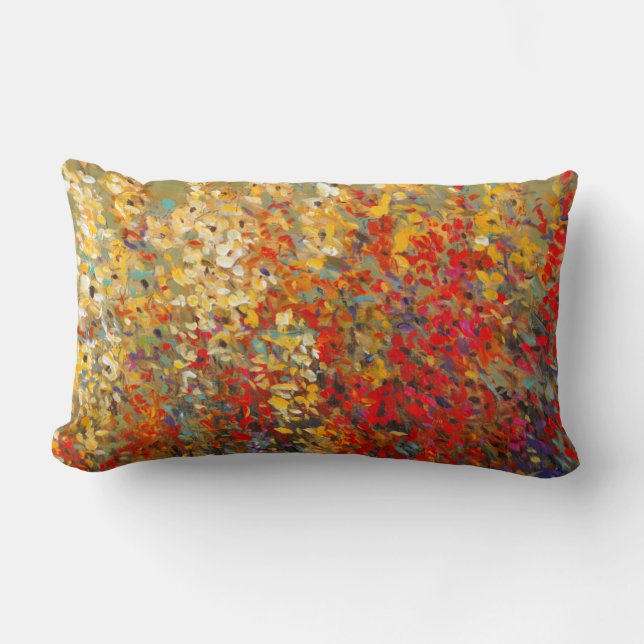 Coussin Rectangle Fresque du jardin lumineux des Fleurs sauvages du  (Recto)