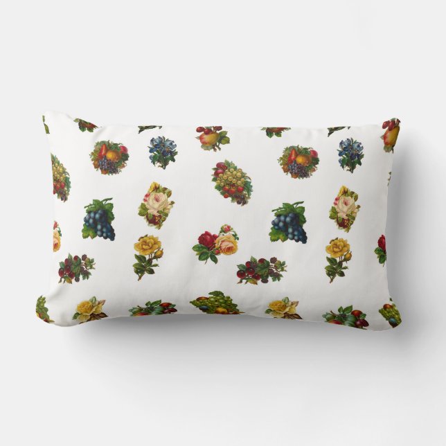 Coussin Rectangle Fruits et fleurs vintages (Recto)