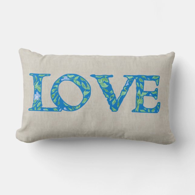 Coussin Rectangle Fun Faux Appliqué Floral Love Texte Design (Recto)