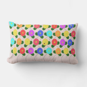 Coussin Rectangle Fun Flowers on rose