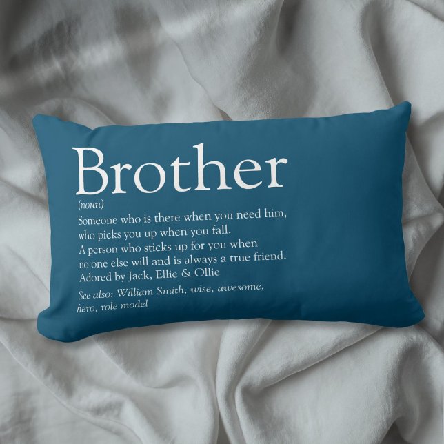 Coussin Rectangle Fun Modern Blue Cool Meilleur jamais Brother Défin (Fun Modern Blue Cool Best Ever Brother Definition Lumbar Pillow)