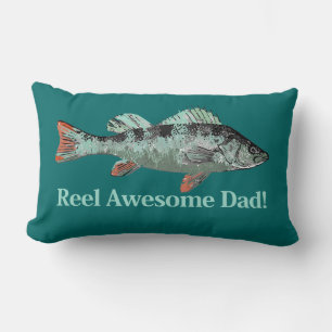 Coussin Rectangle Fun Reel Awesome Papa Citation & Poisson