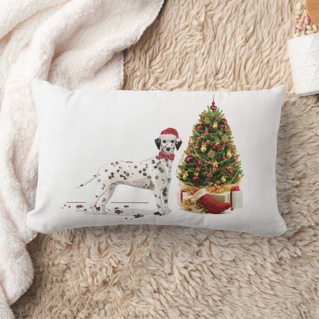 Coussin Rectangle Funny Noël Dalmatien Chien et Arbre (Couverture)