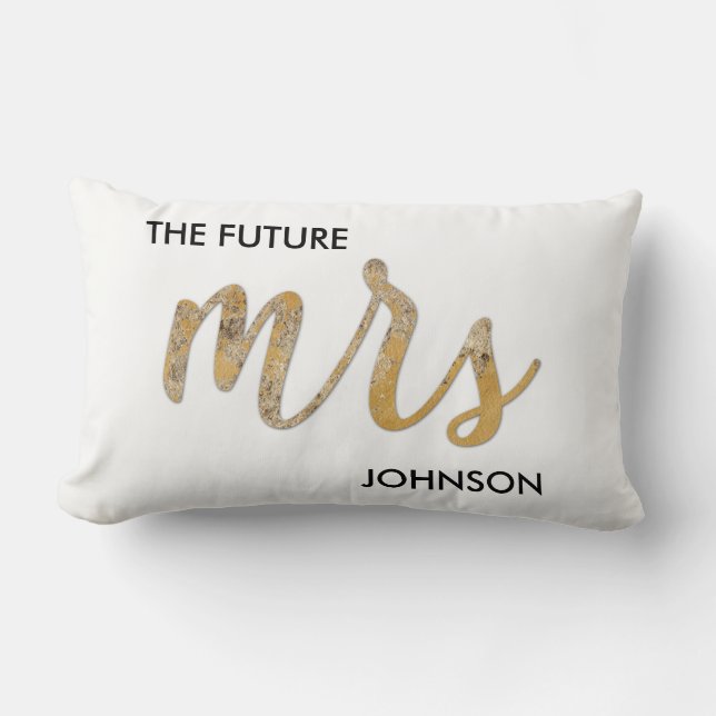 Coussin Rectangle Futur/Nouveau nom Black White Faux Gold Foil (Recto)