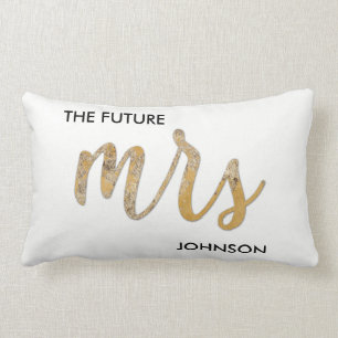Coussin Rectangle Futur/Nouveau nom Black White Faux Gold Foil