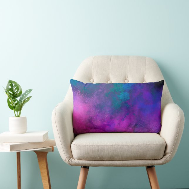 Coussin Rectangle Galaxy Paint Splatt effet rose bleu vert (Chaise)