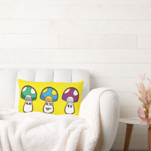 Coussin Rectangle Gang de champignons crânes mignons Pop Art