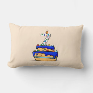 Coussin Rectangle Garçon 7e anniversaire, 7 sur Gâteau bleu doux
