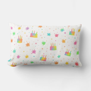 Coussin Rectangle Gâteau d'anniversaire à l'aquarelle arc-en-ciel pe