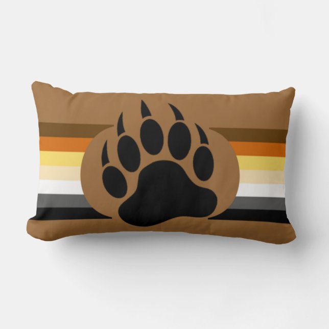 Coussin Rectangle Gay Bear Pride couleurs rayures et Bear Paw (Recto)