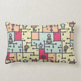 Coussin Rectangle geeky robot labyrinthe vecteur motif