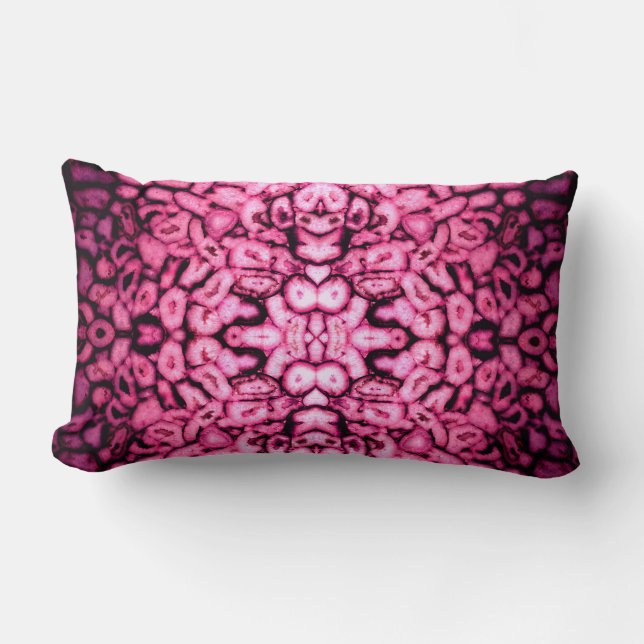 Coussin Rectangle Géodes d'âge à quartz rose motif abstrait (Recto)