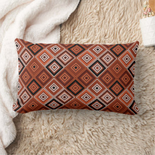 Coussin Rectangle Géométrie patchwork ethnique marron orange 