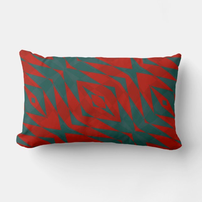 Coussin Rectangle Géométrie rouge et Turquoise (Recto)