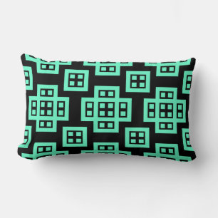 Coussin Rectangle Géométrique 030614 - Turquoise sur noir