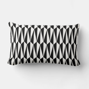 Coussin Rectangle géométrique du milieu du siècle, noir et blanc