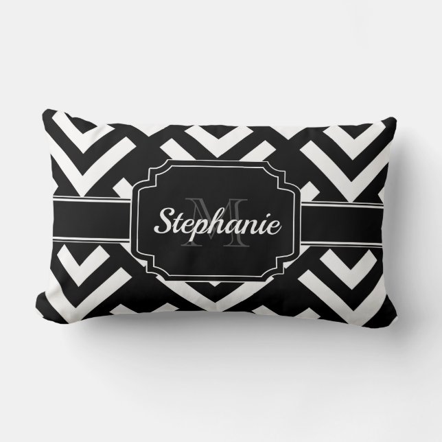 Coussin Rectangle Géométrique noir et blanc (Recto)