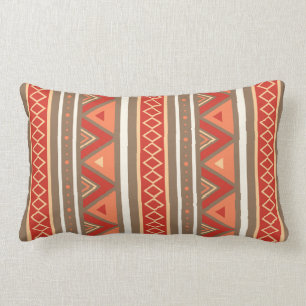 Coussin Rectangle Géométrique, Taupe et Orange du Sud-Ouest moderne