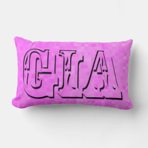 Coussin Rectangle Gia, Pink Girls Name Logo,