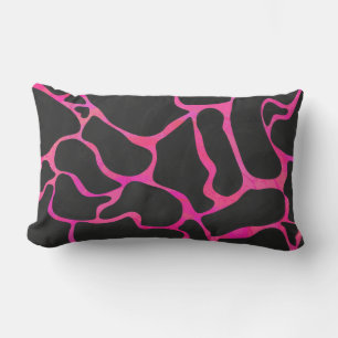 Coussin Rectangle Girafe Imprimé Rose Chaud et Noir