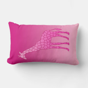 Coussin Rectangle Giraffe géométrique moderne, Fuchsia et rose clair