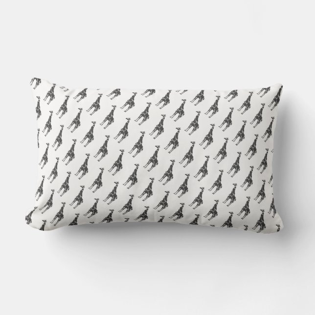 Coussin Rectangle Giraffe Silhoutte noir et gris (Recto)