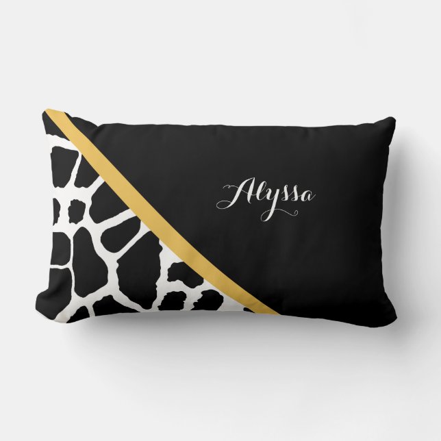Coussin Rectangle Giraffe tendance Imprimer Golden Yellow Stripe et  (Recto)