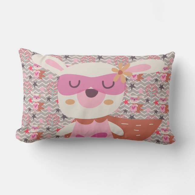 Coussin Rectangle Girl Superhero Bunny (Recto)