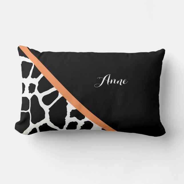 Coussin Rectangle Girly Giraffe Imprimer Moderne Orange Bande Avec N (Recto)