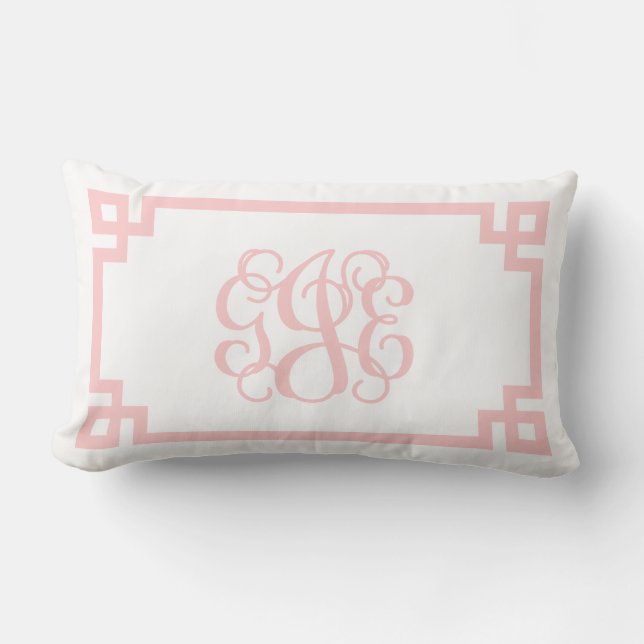 Coussin Rectangle GJE Clé rose pâle grec Monogramme (Recto)