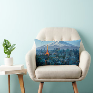 Coussin Rectangle Glace et neige Mt. Fuji et Tokyo Skyline