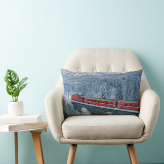 Coussin Rectangle Glace et neige | Train Express Red Bernina Suisse
