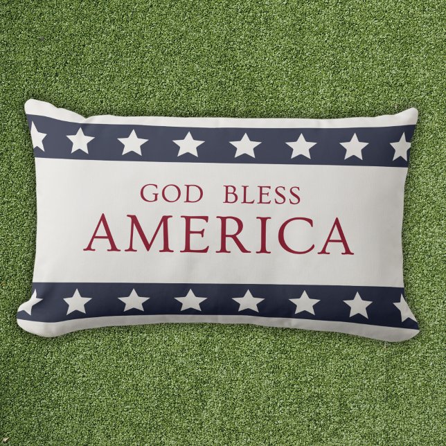 Coussin Rectangle God Bless America Patriotic White and Blue (Créateur téléchargé)
