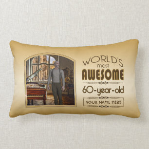 Coussin Rectangle Gold 60th Birthday World's Best Custom Photo Frame
