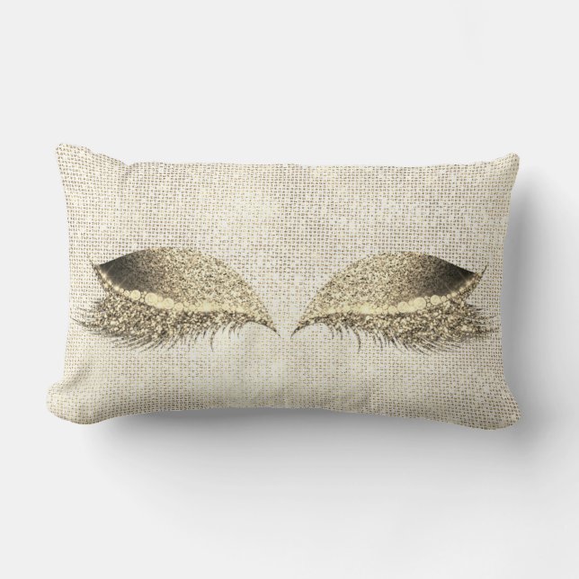 Coussin Rectangle Gold Sepia Parties scintillant Blanc Glam Make Up  (Recto)