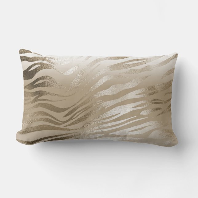 Coussin Rectangle Gold Zebra & Empreinte de léopard Ombre    (Recto)