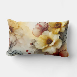 Coussin Rectangle "Golden Bloom Elegance : Abstrait Floral Serenity"