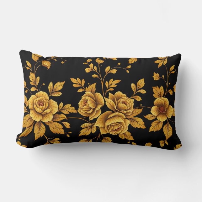 Coussin Rectangle Golden Vintage Roses (Recto)