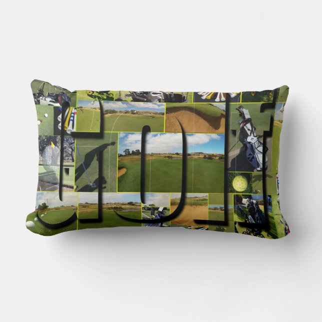 Coussin Rectangle Golf Photo Collage Et Logo, (Recto)