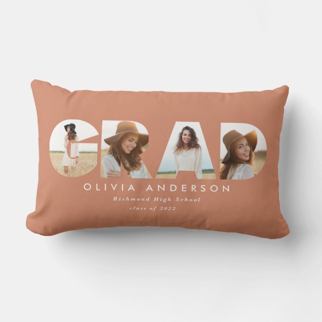 Coussin Rectangle Grades géométriques modernes en terre cuite multi  (Recto)