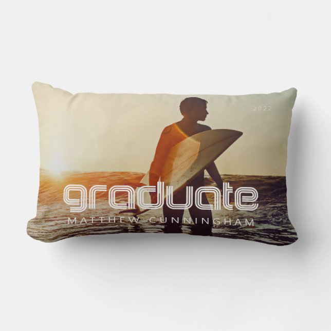 Coussin Rectangle Graduate 20XX Retro Cool Simple Grad Année Photo (Recto)