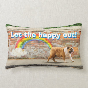 Coussin Rectangle Graffiti de chien et d'arc-en-ciel