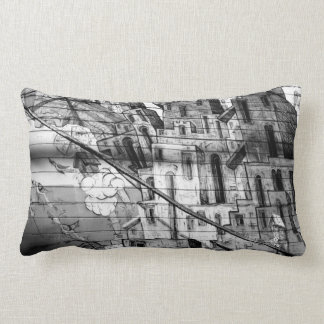 Coussin Rectangle Graffiti noir et blanc à San Francisco